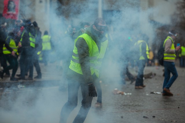 Lors d'une manifestation des Gilets jaunes à Paris, en France.